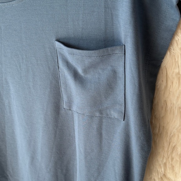 Slate Blue Women's Crop Top with Pocket - Picture 4 of 7